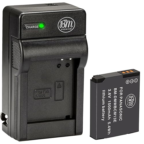 BM Premium DMW-BCM13E Battery and Charger for Panasonic Lumix DC-TS7, DMC-FT5A, LZ40, TS5, TS6, TZ37, TZ40, TZ41, TZ55, TZ60, DMC-ZS27, DMC-ZS30