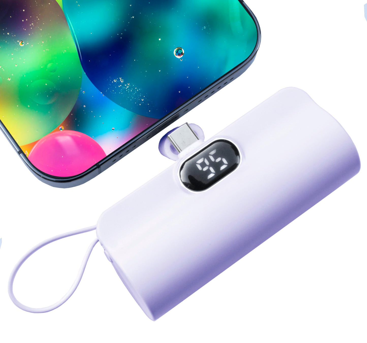 CooLuzer Mini Power Bank,Capsule Power Phone Charger 5500mAh,Portable Charger with Dual USB-C Ports for iPhone 17/16/15/15 plus/15 pro/15 pro