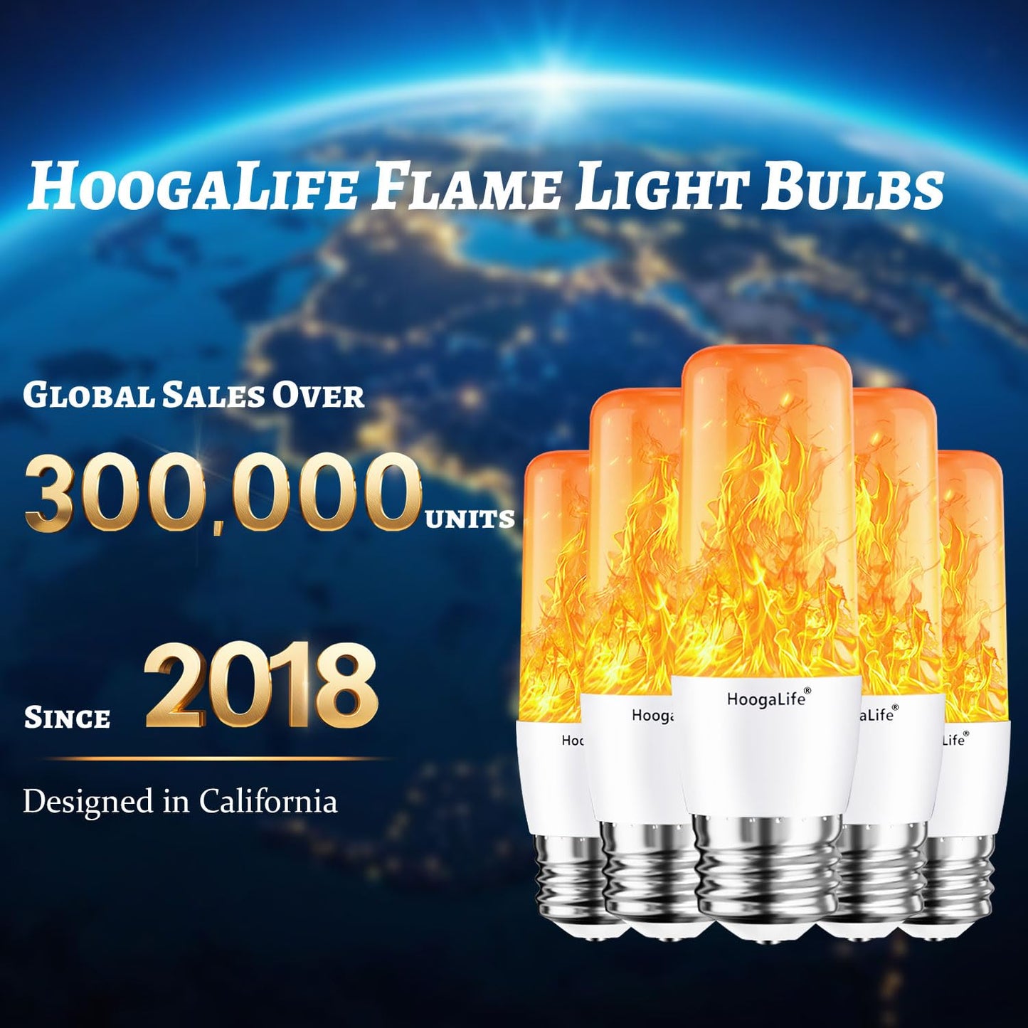 HoogaLife Flame Light Bulbs, E26 Led Light Bulb with Effect of Real Candle Fire Light, 4w Flame Bulb with Upside Down Effect, for Christmas Halloween