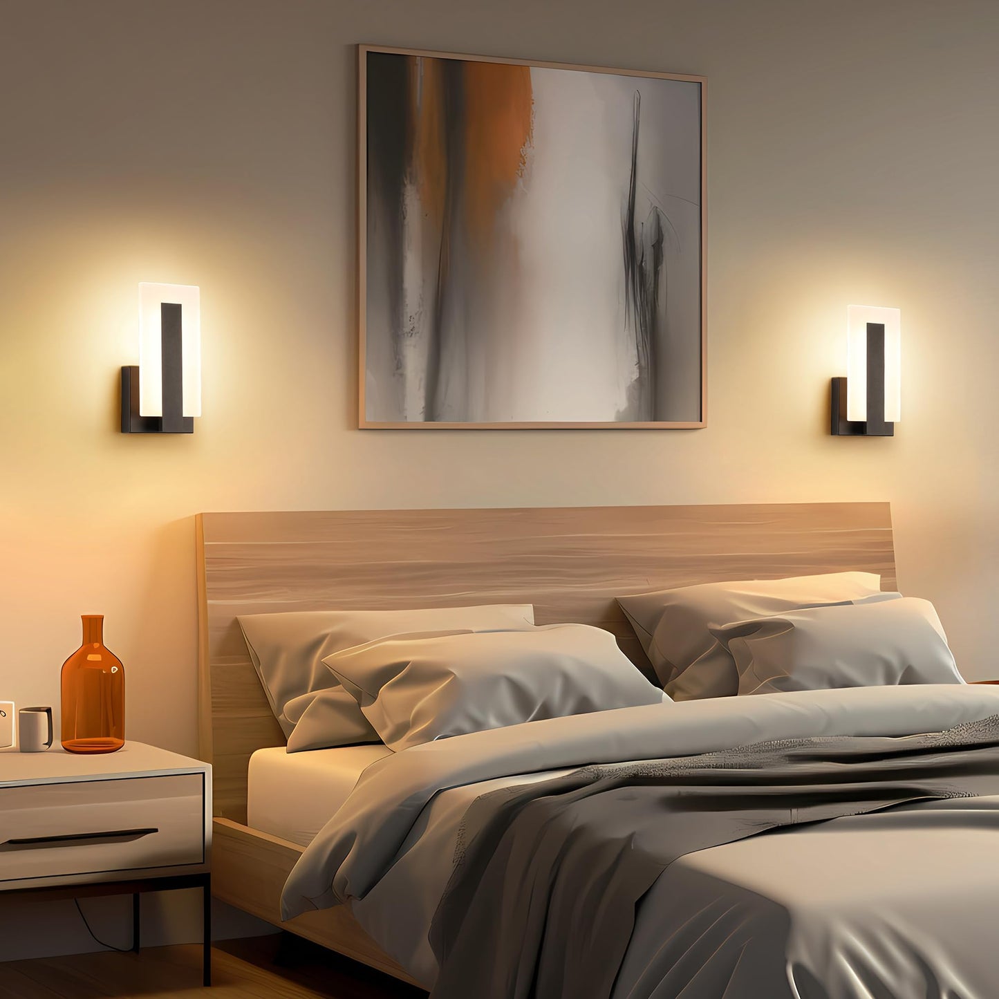 Joosenhouse Modern LED Wall Sconces Up and Down Wall Mount Light Black 3000K Warm White Wall Lights Set of 2, Indoor Wall Lighting for Hallways