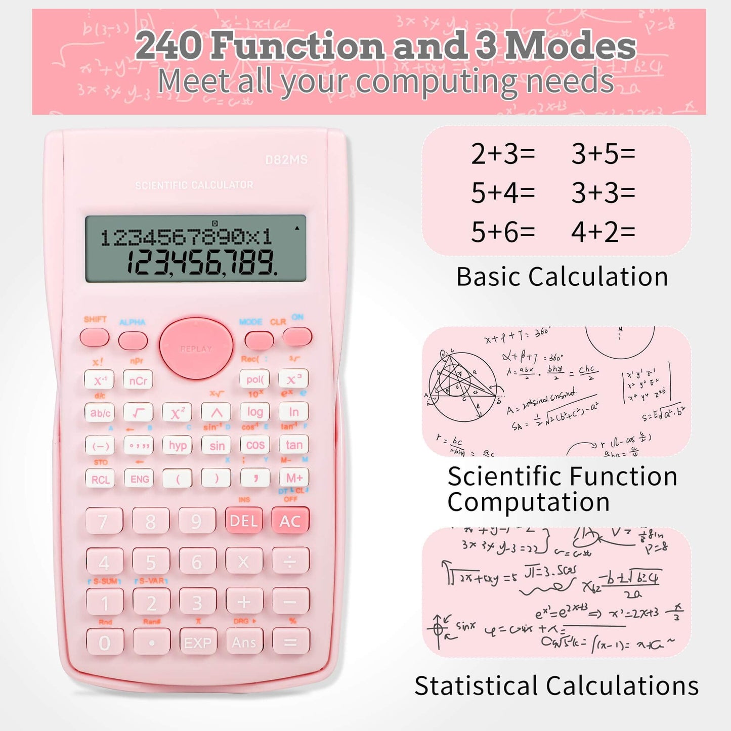 Scientific Calculator, 2 Line Cute Scientific Math Calculator Function Calculator for Students Algebra Geometry Basic Caculator for Middle and High