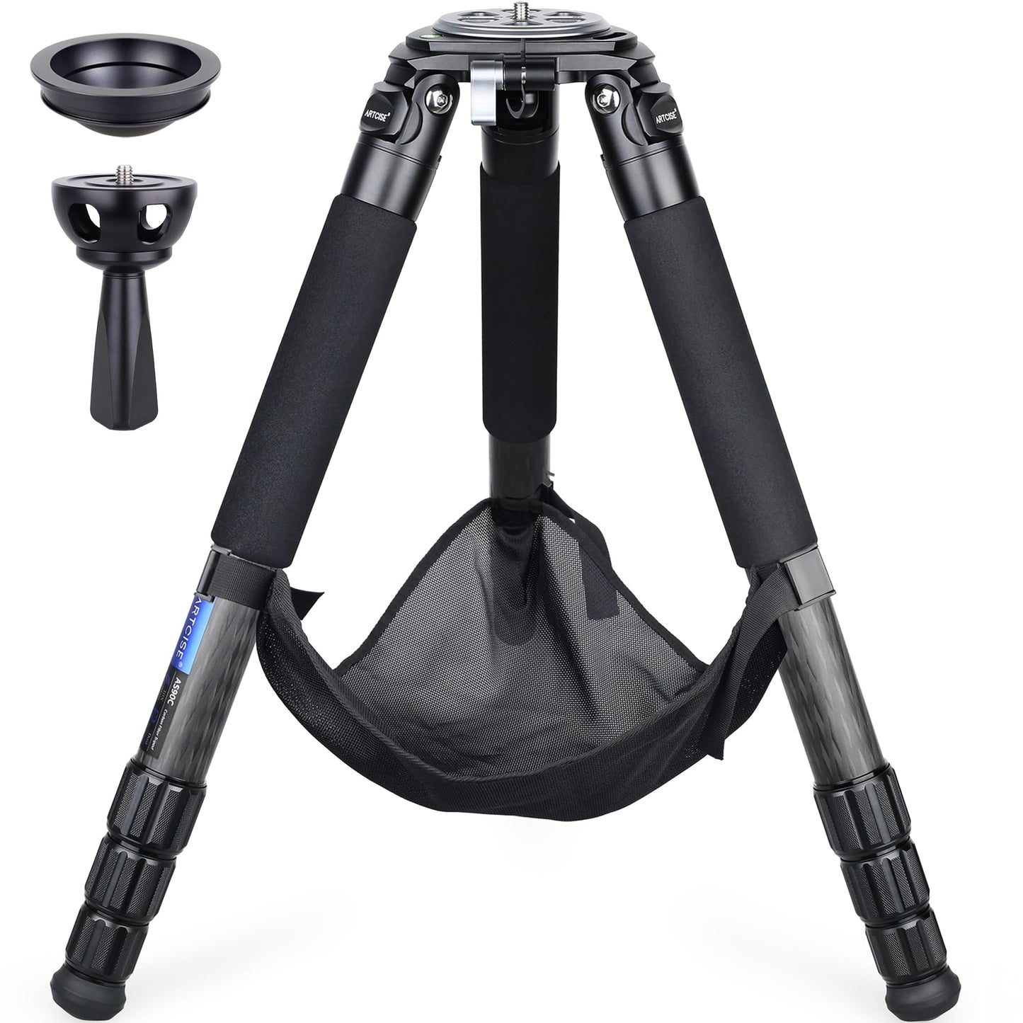 Carbon Fiber Tripod Heavy Duty Bowl Tripod ARTCISE AS90C Ultra Stable Carbon Stand with 75mm Bowl and Adapter 10 Layers Carbon Fiber 40mm Leg Tube Max