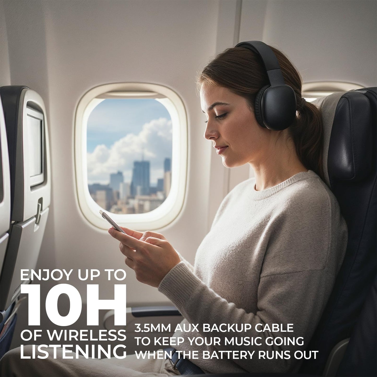 iJoy Ultra Wireless Over-Ear Bluetooth Headphones with Mic, Up to 10 Hours Playtime, Bluetooth Headset 33Ft Range with Backup AUX Cable & SD Slot…
