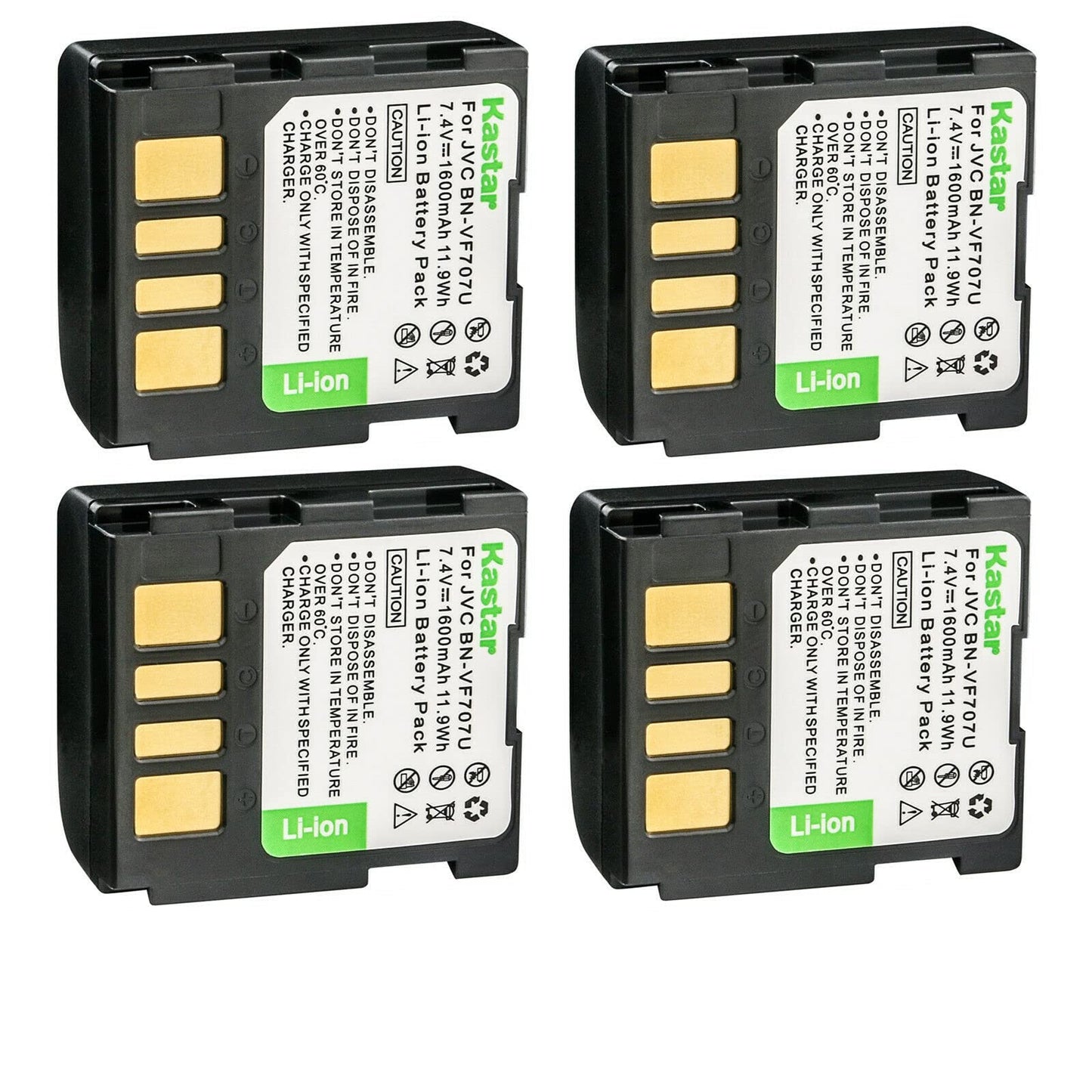 Kastar BN-VF707 Battery 4-Pack Replacement for JVC GR-D290UA GR-D290UB GR-D290US GR-D293 GR-D293AG GR-D295 GR-D295US GR-D320 GR-D320AA GR-D320AC