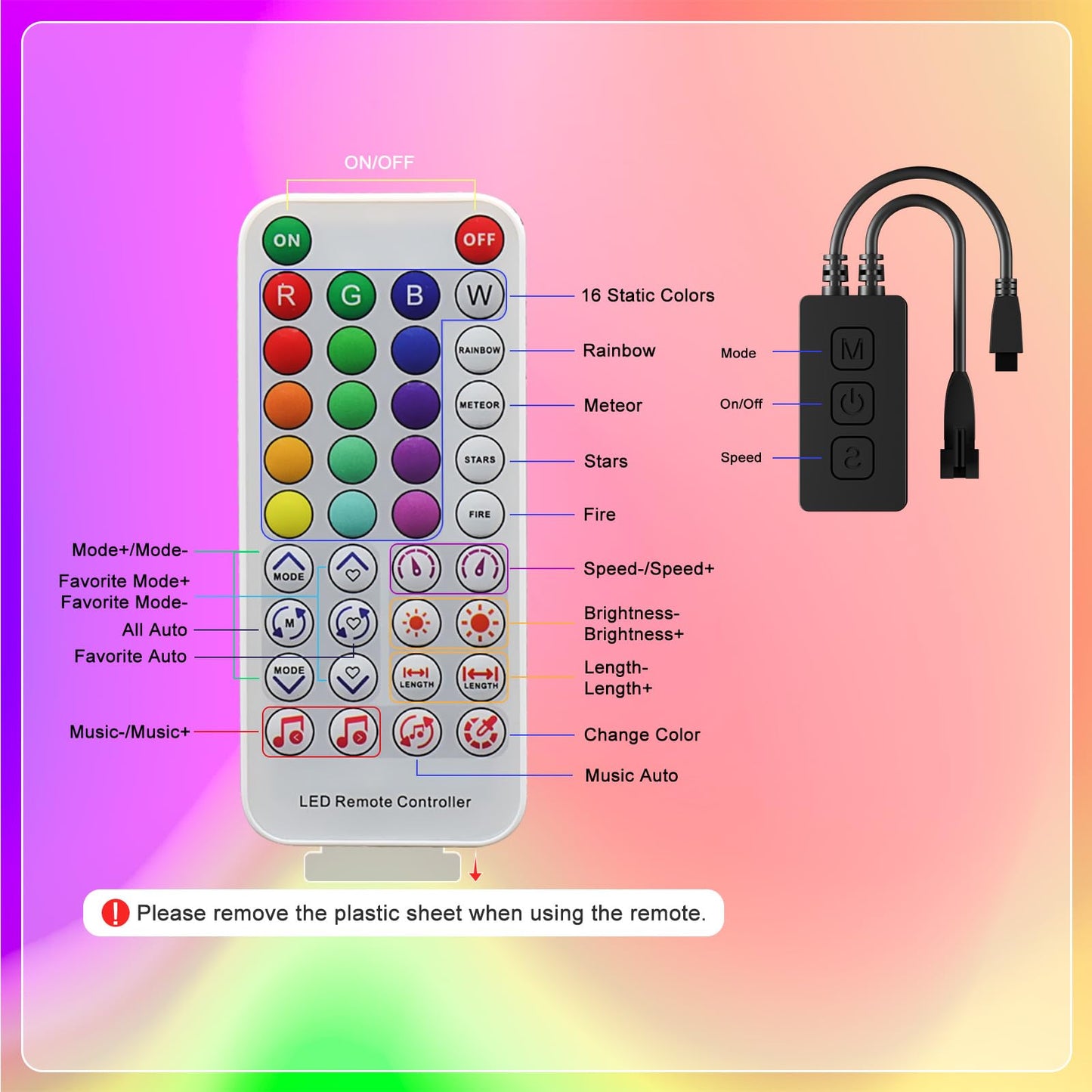 GINGSOW SP611E Bluetooth Music LED Controller for 1903B WS2812b WS2811 IC RGB Chasing Color LED Strip Addressable Sync Music Controller DC5V-24V