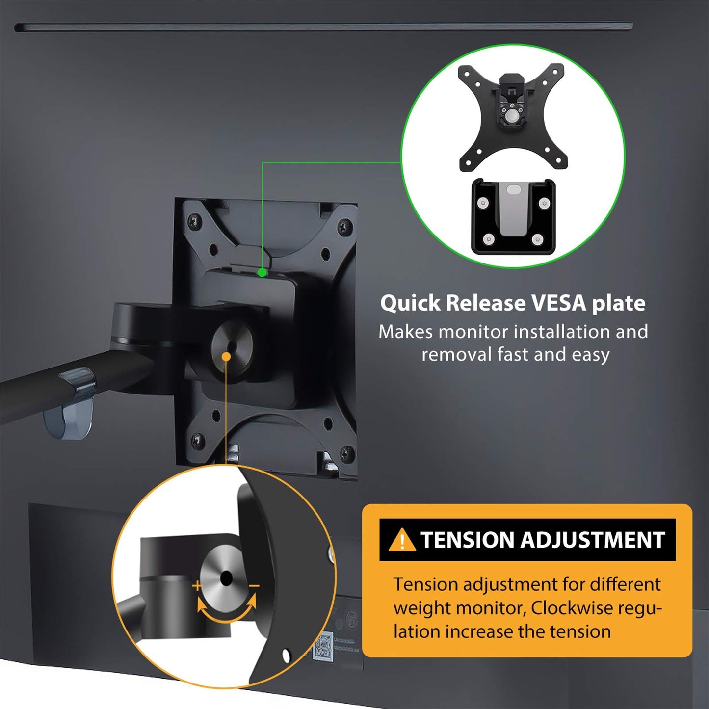Viozon Monitor and Laptop Mount, 2-in-1 Adjustable Dual Arm Desk Mounts Single Desk Arm Stand/Holder for 17 to 32 Inch LCD Computer Screens, Extra