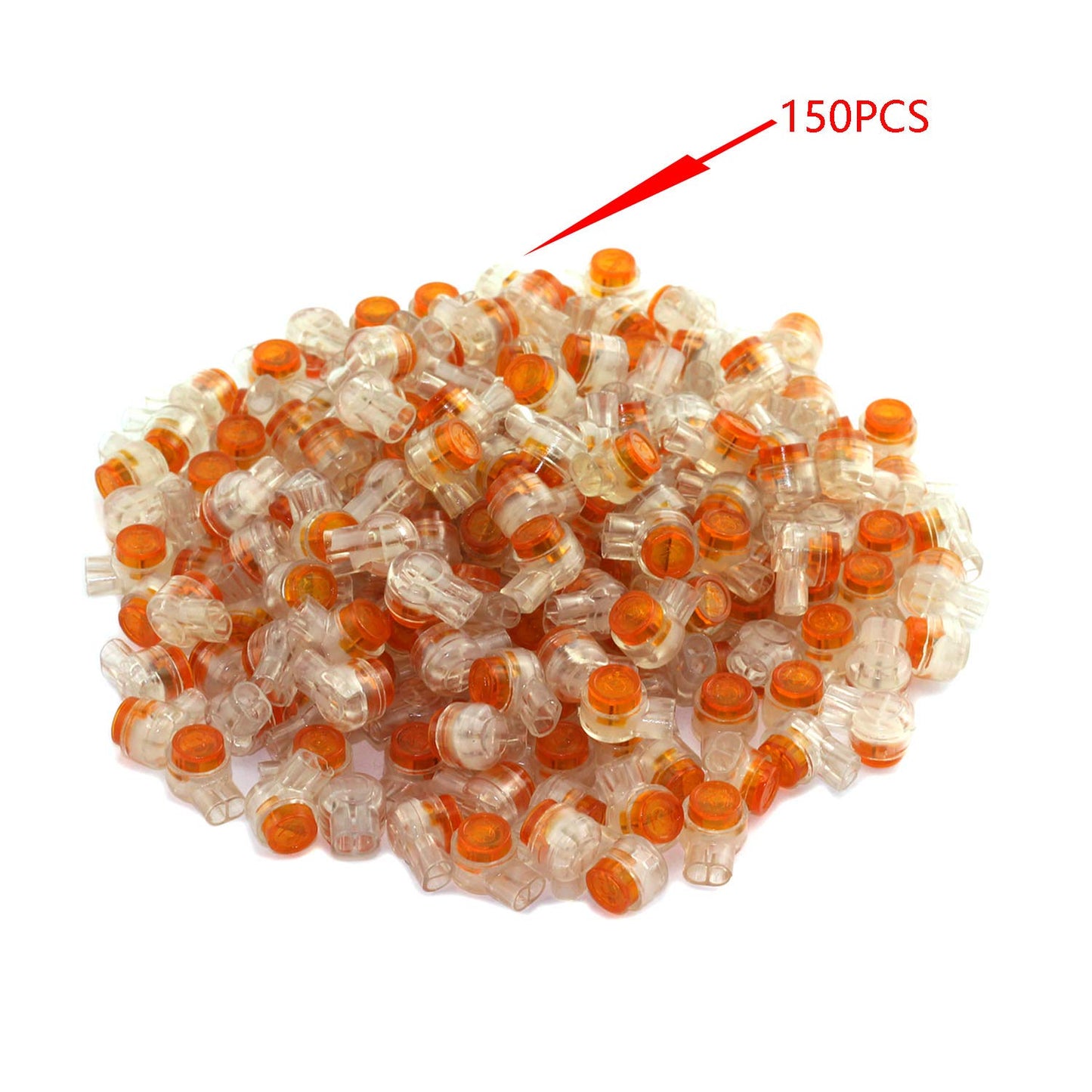 DGZZI 150PCS Waterproof Orange Clear Button Telephone Wire Connectors UY Butt Splice Connector K1 Network Cable Terminals