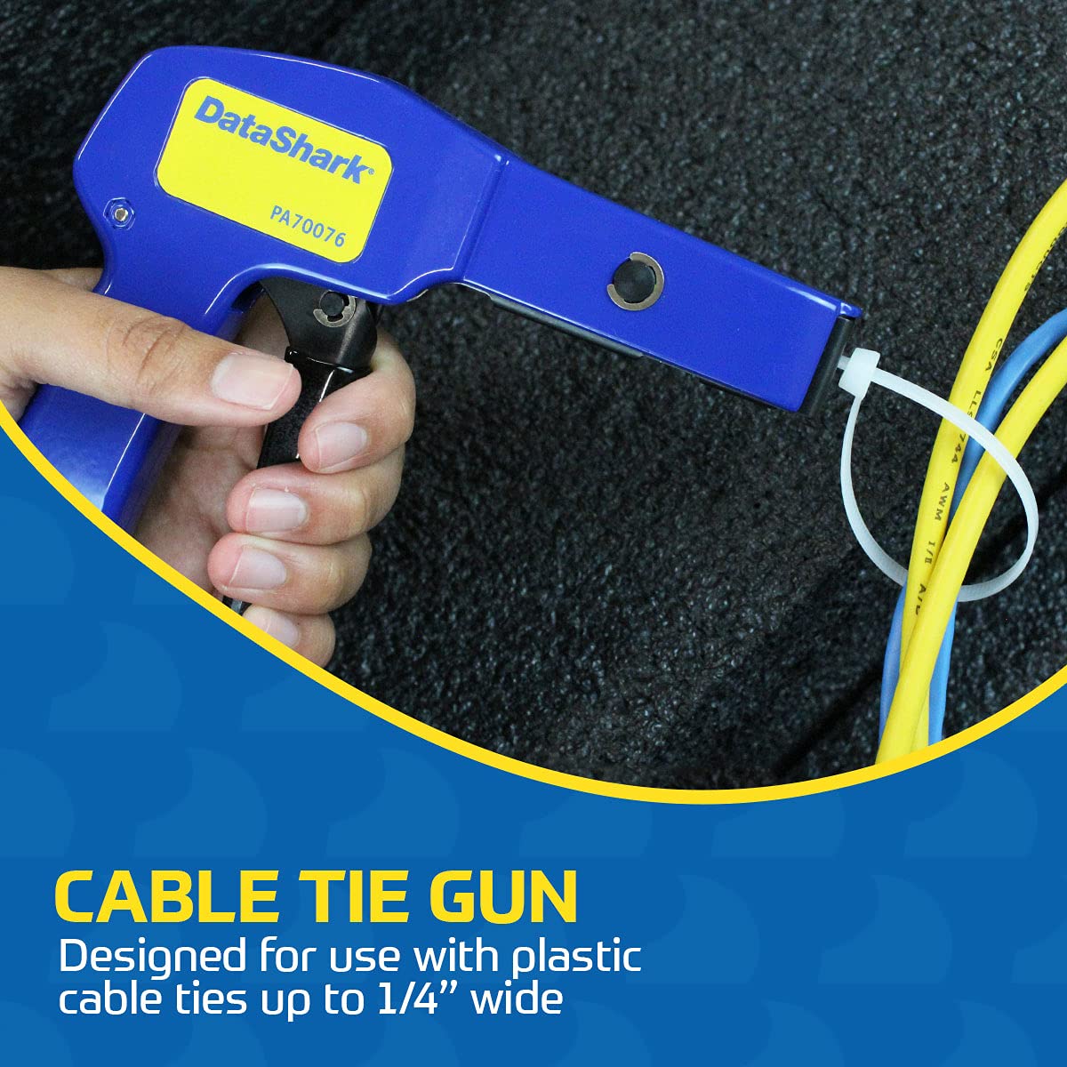 DataShark PA70076 Cable Tie Gun | Zip Tie Designed for Cable Ties up to 1/4" Wide