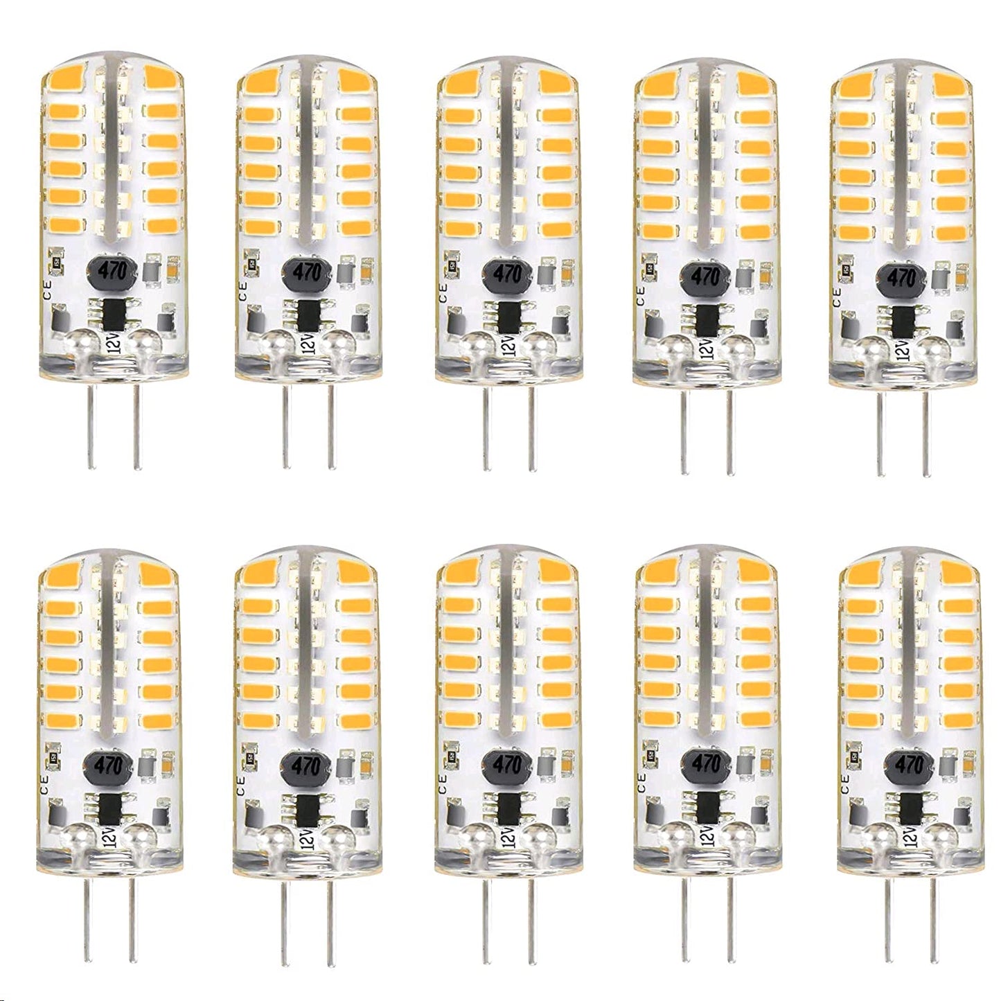 G4 LED Bulbs 12V 3W Bi-Pin LED Light Bulbs 48×3014 SMD 20W Halogen Bulb Replacement Silicone Coated Shatterproof 220 Lumens 360° Beam Angle AC/DC