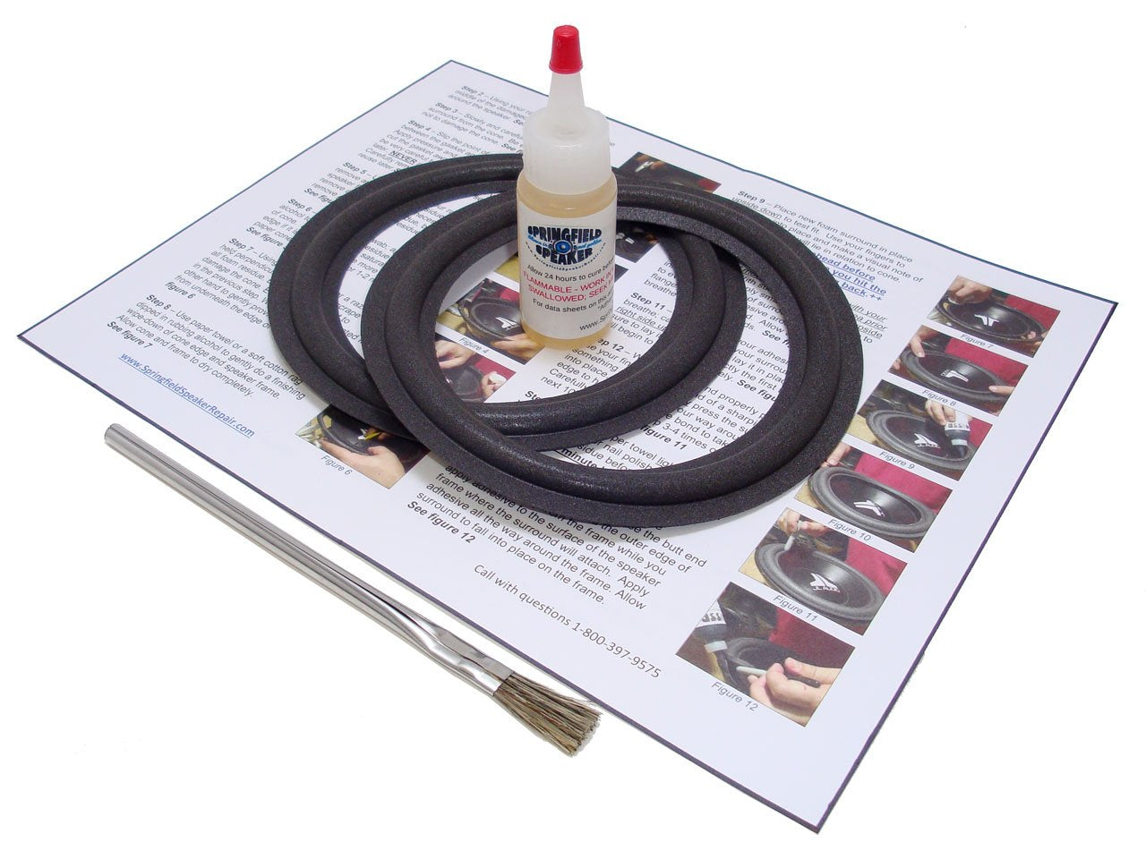 Springfield Speaker 6.5" Foam Surround Edge Repair Kit - 2 Speaker Kit - Compatible with Infinity Jeep Liberty (Doors), 902-0624, 902-0932, 902-2715