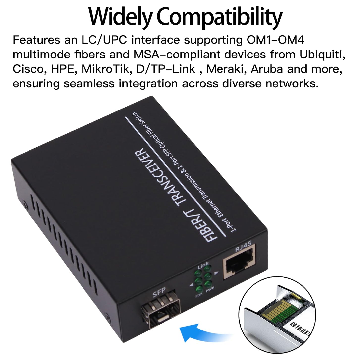 10G SFP+ LC Module, 10GBase-SR Multi-Mode Ethernet Transceiver, 850nm MMF up to 400m - Compatible with Cisco, Meraki, Ubiquiti, Mikrotik, Netgear
