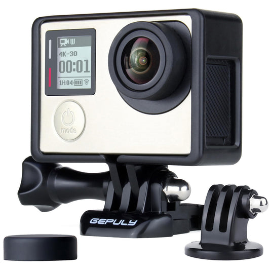 GEPULY Frame Mount Protective Housing Case with Bracket Accessories and Lens Cap for GoPro Hero 3, Hero3+, Hero 4 Black Silver Cameras