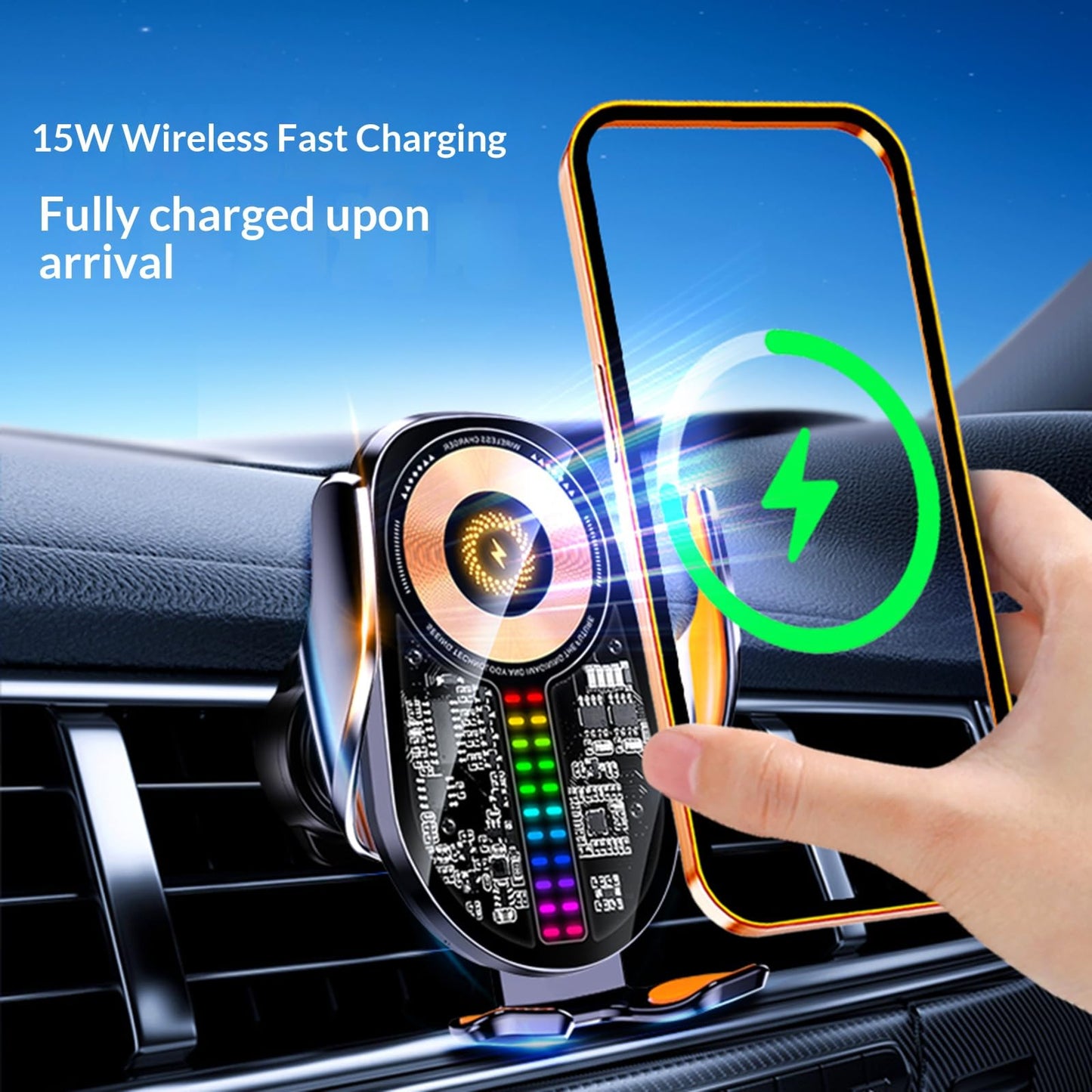 Wireless Car Charger,15W Car Phone Holder Mount?360°Rotation Vent Phone Mount for Car?Car Phone Holder Mount Wireless Charging Universal Compatibility