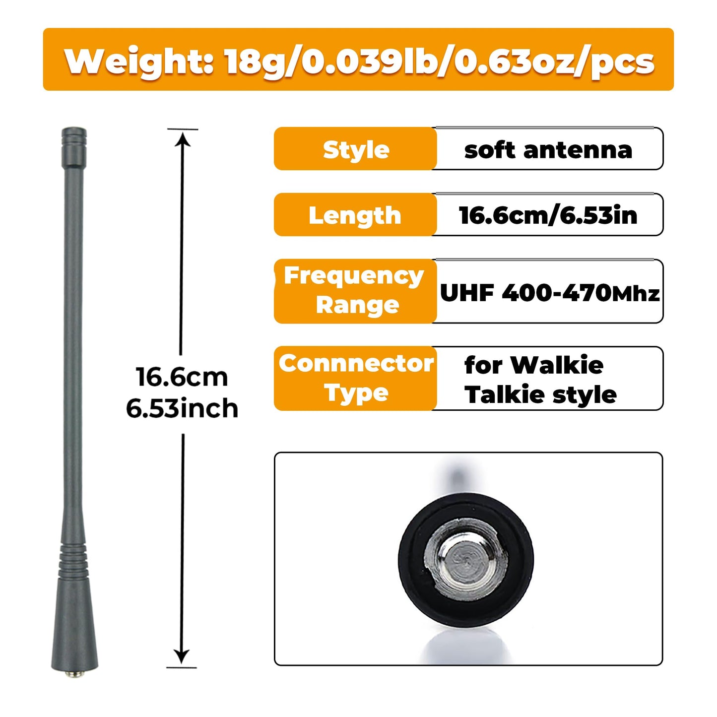 2 Pack 400-470MHz UHF Antenna for Motorola CP200 HT1250 HT1550 CP040 CP150 CP185 CP200 CP200D CP200XLS CT250 GP300 GP328 GP338 GP88 PR2150 EX500 EX600