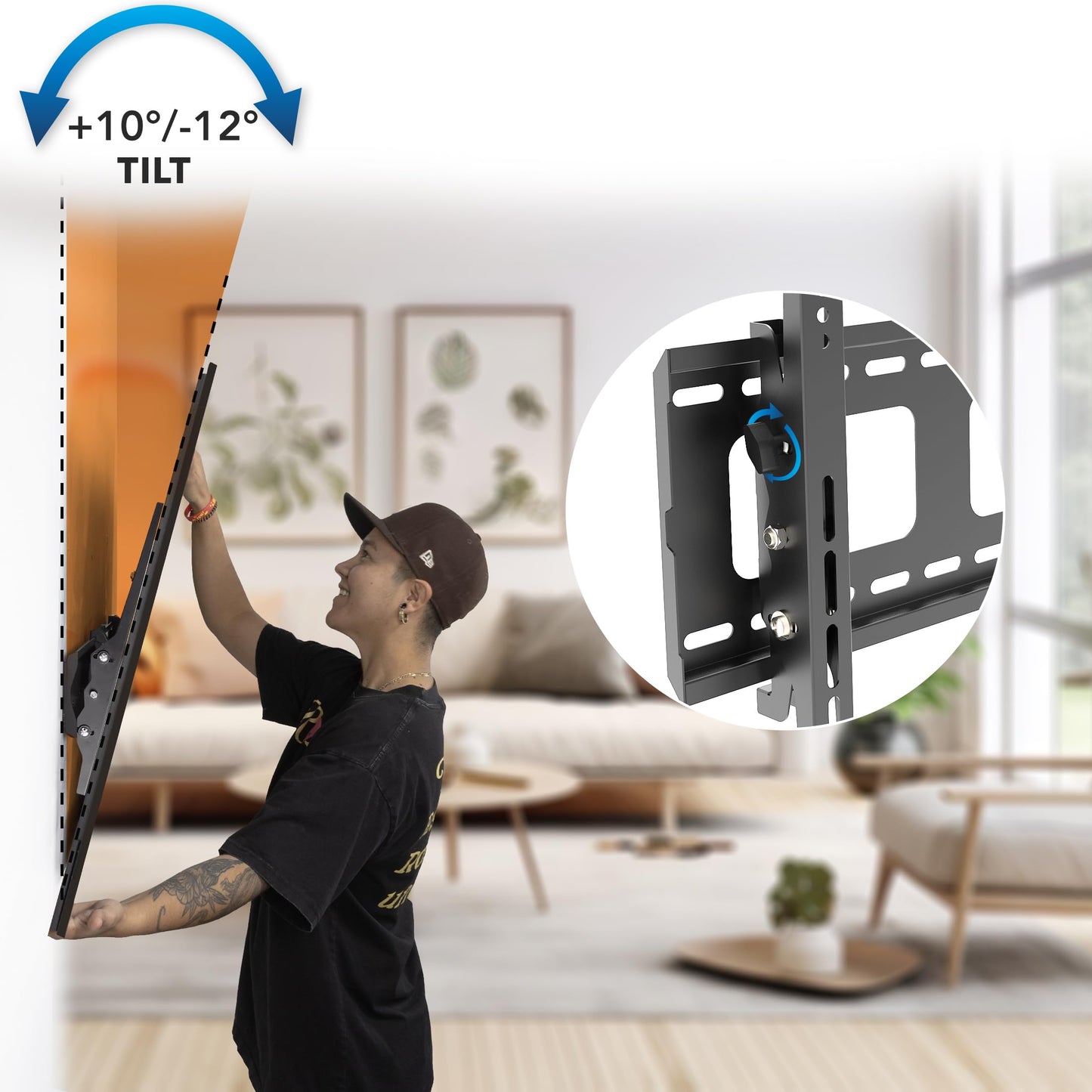 Mount-It! Heavy-Duty TV Wall Mount for 65-90 Inch TVs | Tilt TV Wall Mount Holds 220 lbs | Low-Profile Tilting Bracket Design, 800x600mm VESA | Secure