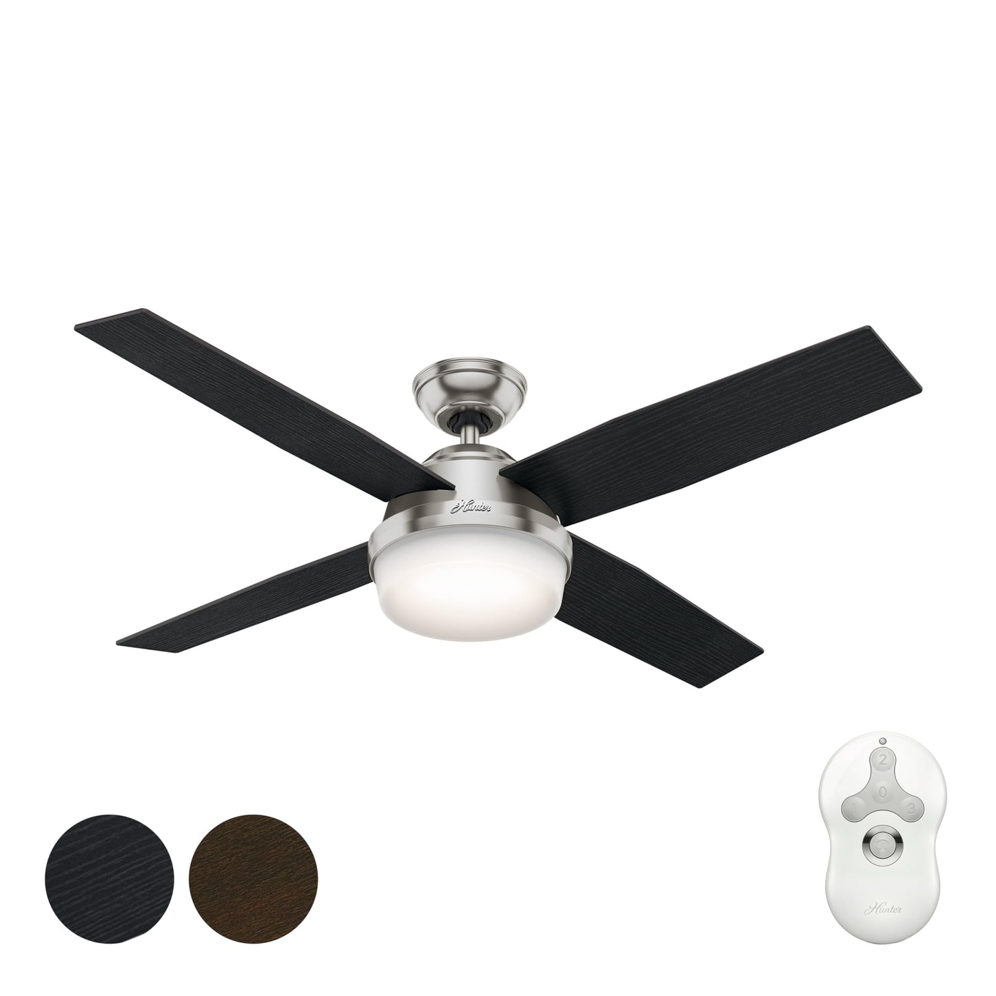 Hunter Fan 52 inch Brushed Nickel Contemporary Ceiling Fan with LED Light Kit and Remote Control (Renewed)