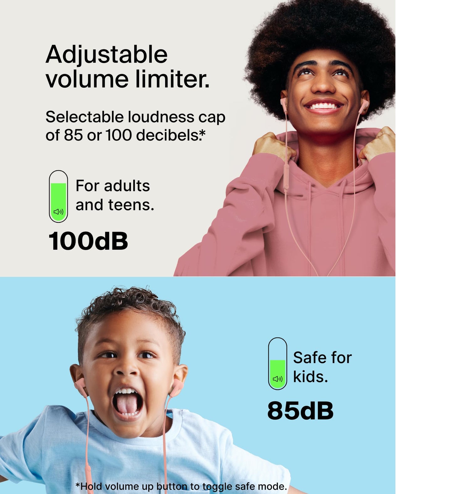 Belkin USB-C Wired Earbuds, Adjustable Volume Limiter, IPX5
