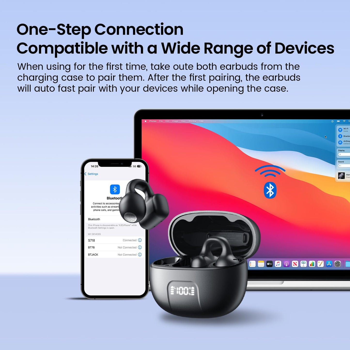 Piegricdiat Clip On Earbuds, Open Ear Headphones Mini Air Conduction Headphones IPX6 Waterproof Bluetooth Earbuds, Bluetooth 5.4 Ear Clip Earphones…