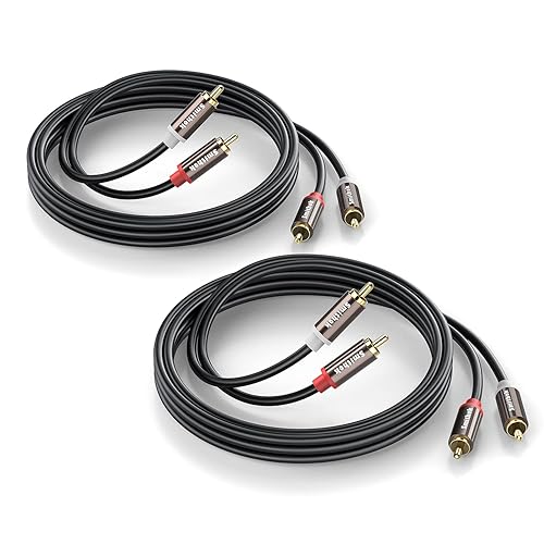 Smithok RCA Cables 2 Pack[Hi-Fi Sound, PVC Jacket, Shielded], 2-Male to 2-Male RCA Audio Stereo Subwoofer Cable Auxiliary Cord for Home