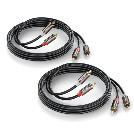 Smithok RCA Cables 2 Pack[Hi-Fi Sound, PVC Jacket, Shielded], 2-Male to 2-Male RCA Audio Stereo Subwoofer Cable Auxiliary Cord for Home