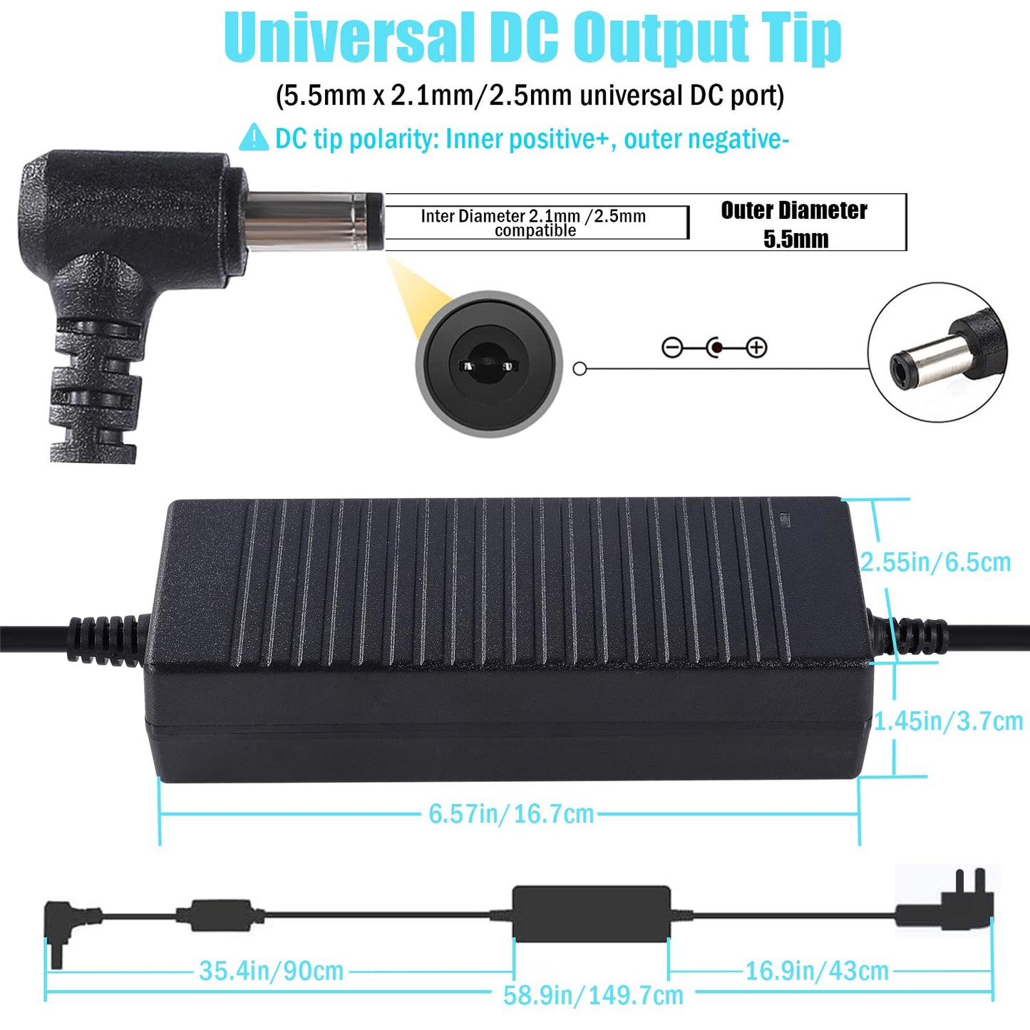 AC 100-240V to DC 12V 10A Power Supply Adapter Converter Transformer 12 Volt 10 Amp 120W with 5.5mm x 2.5mm /2.1mm DC Output Jack for 5050 3528 LED…
