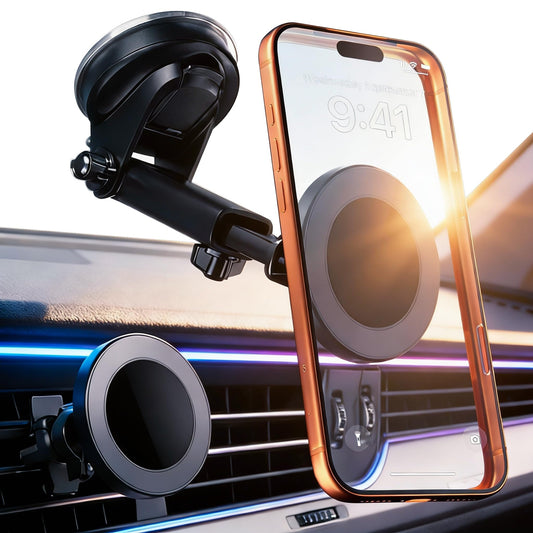 RayLink for Military-Grade Car Phone Mount?122+lbs Hold & Auto-Snap? for MagSafe?2-in-1 Mount Included? Magnetic Phone Holder for Car Truck Universal