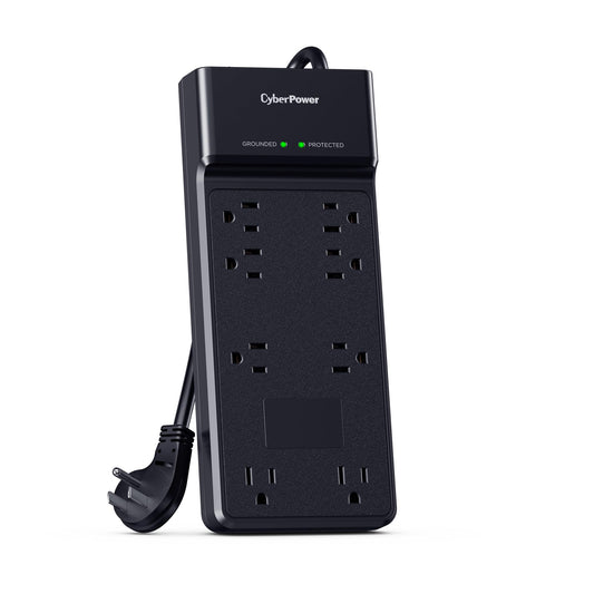 CyberPower CSB806R1 Essential Surge Protector, 4800J, 125V, 15A, 8 Outlets, 6 Foot Power Cord, Black, ETL Listed