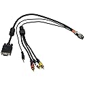 C2G Legrand RapidRun 3.5mm Flying Lead, RCA Flying Lead, Black Multi-Format Flying Lead with 15 Pin HD D-Sub, Mini-Phone Stereo 3.5mm, 3 RCA to Muvi