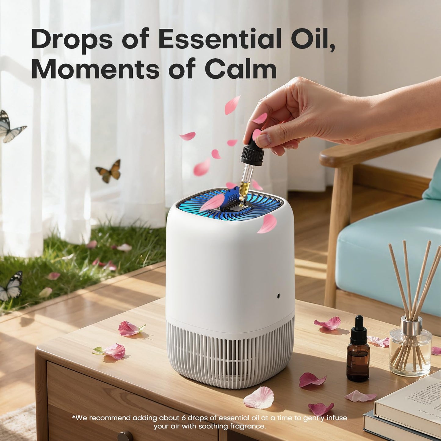 2 Pack of Air Purifier with High Efficience Filter, Fragrance Sponge Night Light Vital Breeze Timer 22dB, for Dust Pollen Smoke Odors, Office