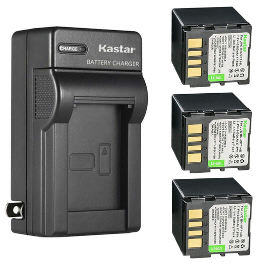 Kastar 3-Pack Battery and AC Wall Charger Replacement for JVC GZ-MG20US GZ-MG21 GZ-MG21AA GZ-MG21AC GZ-MG21AH GZ-MG21E GZ-MG21EK GZ-MG21EX GZ-MG21EY