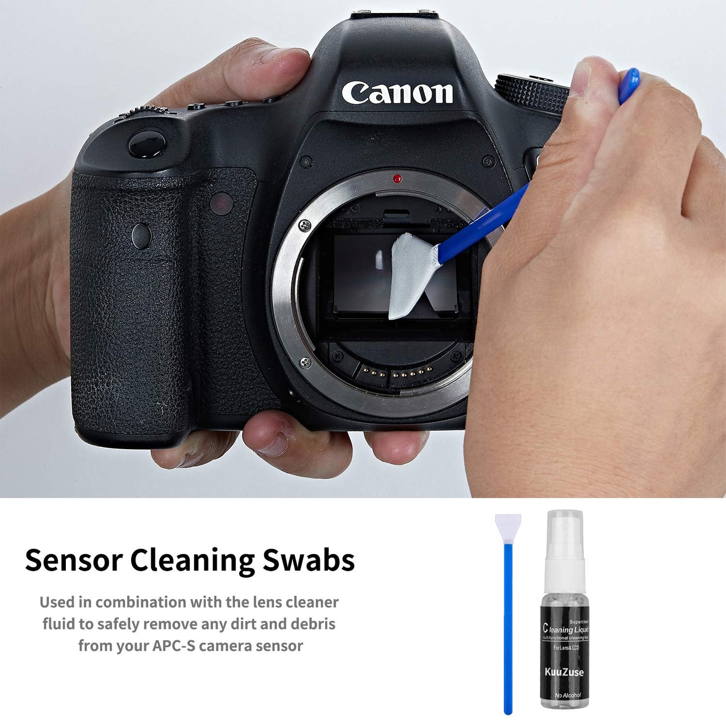 KuuZuse Professional DSLR Camera Cleaning Kit with APS-C Cleaning Swabs, Microfiber Cloths, Camera Cleaning Pen, for Camera Lens, Optical Lens
