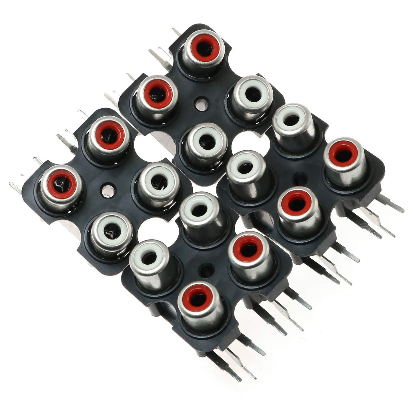 E-outstanding RCA Female Jack 4PCS PCB Mounted AV Concentric Outlet 4 RCA Female Video Socket Right Angle Connector