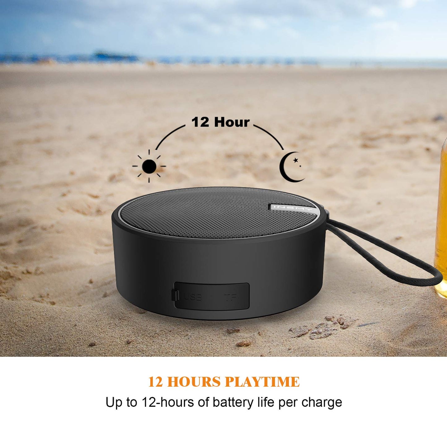 INSMY C12 IPX7 Waterproof Shower Bluetooth Speaker, Portable Small Speaker, Speakers Bluetooth Wireless Loud Clear Sound Support TF Card Suction Cup