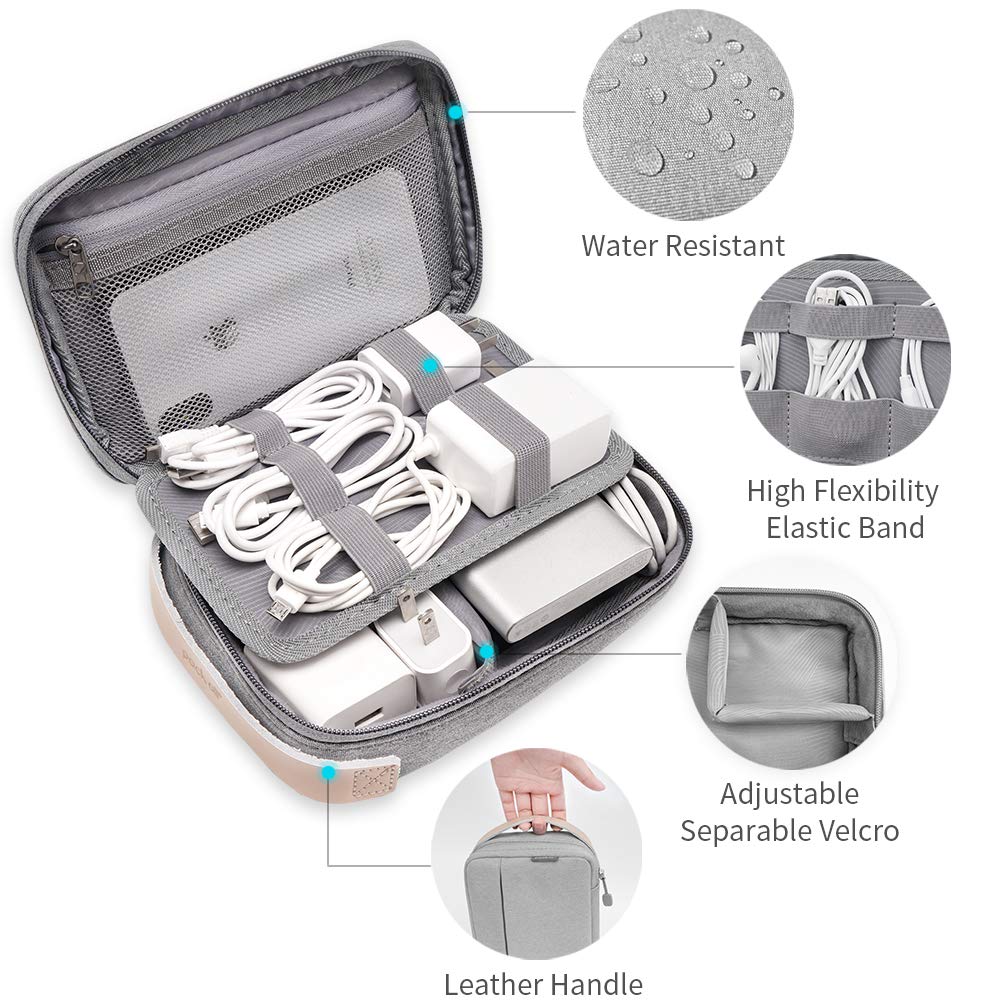 pack all Electronic Organizer, Cable Organizer Bag, Cord Travel Organizer for Cables, Chargers, Phones, USB cords, SD Cards (Gray)