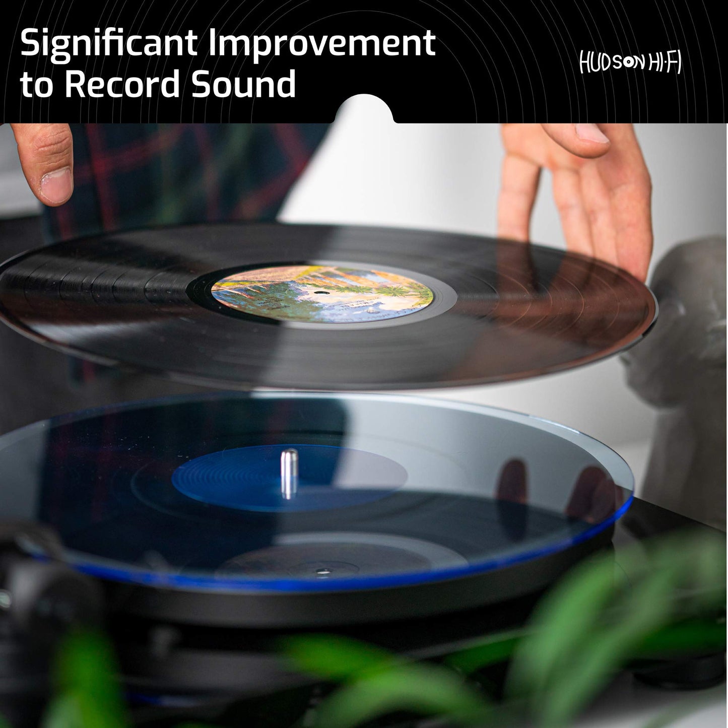 Hudson Hi-Fi Acrylic Turntable Mat - 11.75” Anti-Static Turntable Slipmat with Label Recess - 1/8” Thick Acrylic Platter Mat for Vinyl LP Record