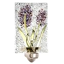 J Devlin Purple Floral Night Light, Handcrafted Stained Glass