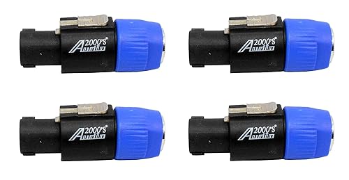 AUDIO 2000'S ACC31A1P2 Speakon Male to 1/4-Inch Female Jack Adapters Converters, Package Including Four Adapters Converters