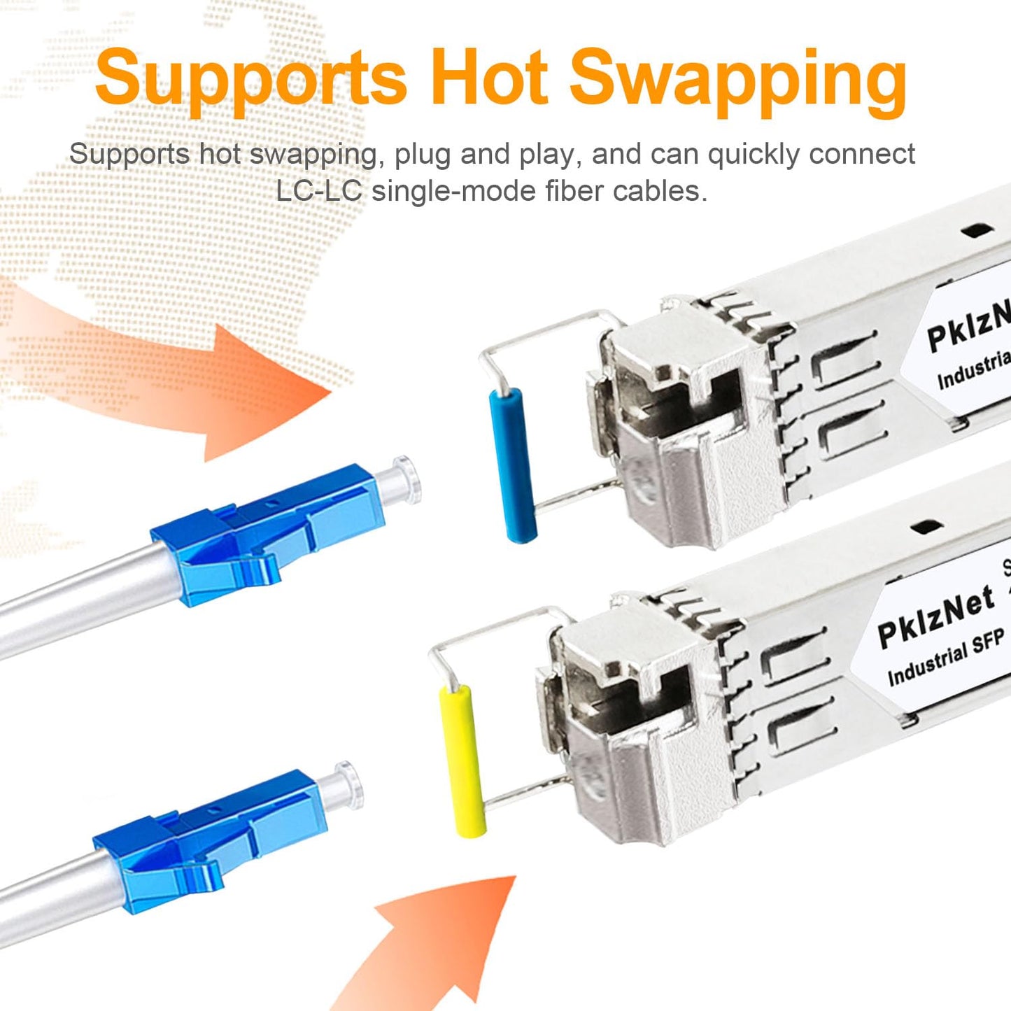 4Pcs 1.25G BIDI SFP Single Mode Industrial Grade Fiber Module Network Transceiver, LX SM1310nm 1550nm 20km DDM, LC Simplex Interface