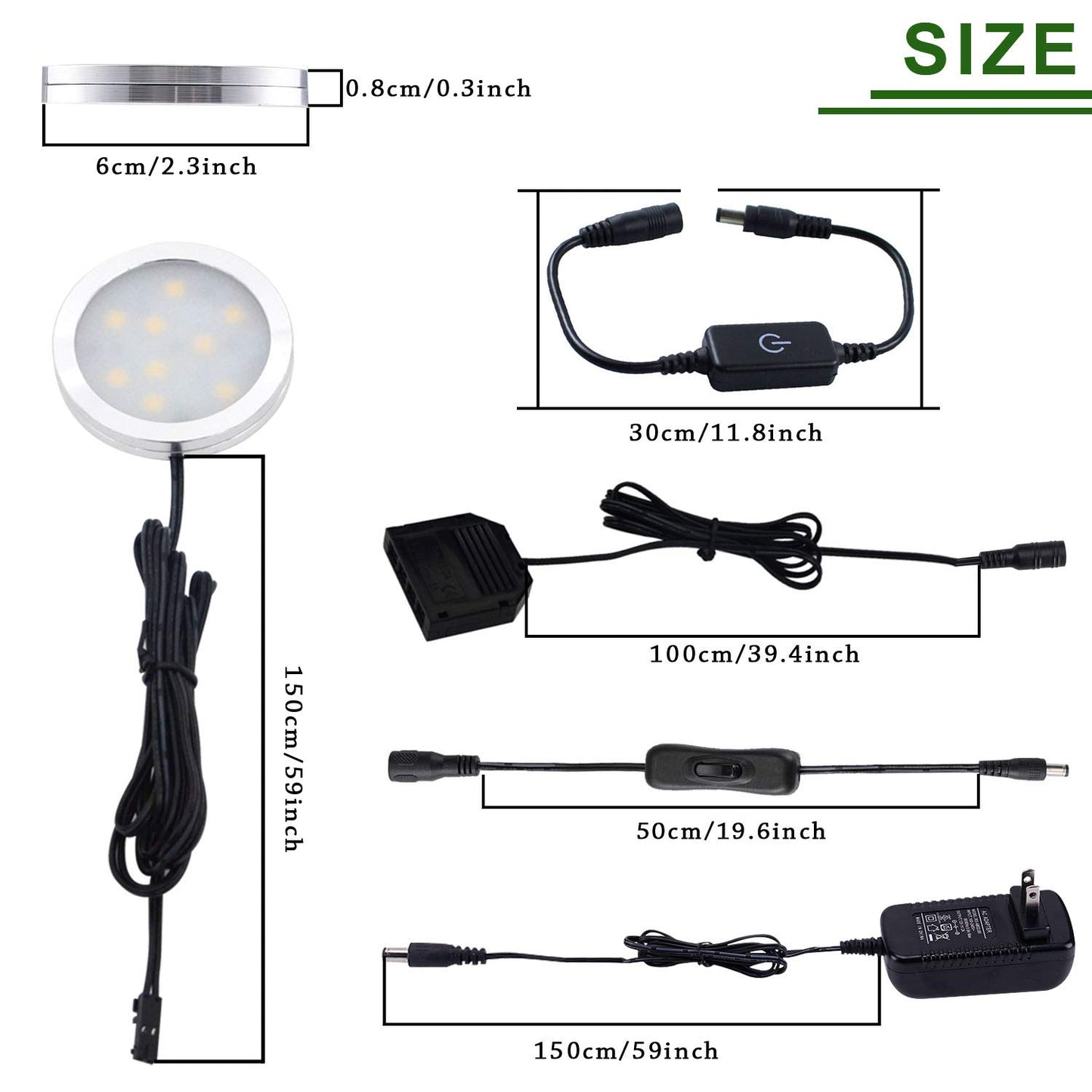 AIBOO Under Cabinet LED Puck Lights Kit with Touch Dimming Switch for Ambiance Atmosphere Night Lighting (4 Lights,Daylight White)