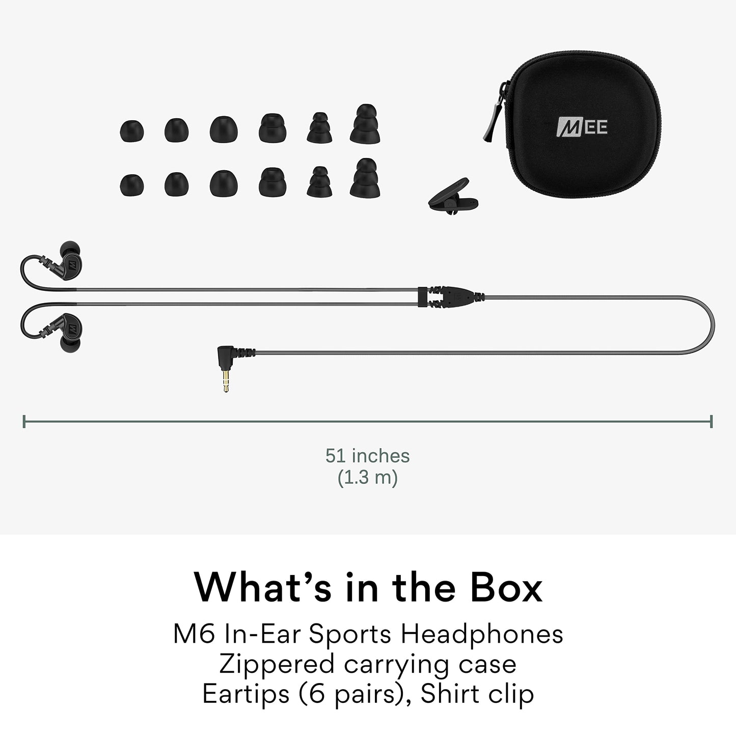 MEE audio M6 Sport Wired Earbuds, Noise Isolating In Ear Headphones, Sweatproof Earphones for Running/Gym/Workouts with Dynamic Enhanced Bass Sound