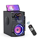 Aesackir Portable Big Bluetooth Speakers with Light, Wireless with Subwoofer, FM Radio, LED Lights, EQ, Booming Bass, Bluetooth 4.2 Stereo Loud