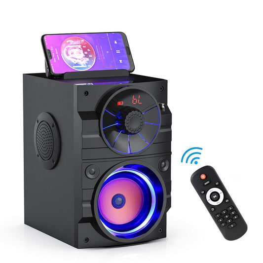 Aesackir Portable Big Bluetooth Speakers with Light, Wireless with Subwoofer, FM Radio, LED Lights, EQ, Booming Bass, Bluetooth 4.2 Stereo Loud