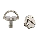 HJ Garden 2pcs 1/4-20 Thread D-Ring Stainless Steel Camera Fixing Screws for Camera Tripod Monopod QR Plate,D Shaft Quick Release Plate Mounting Screw