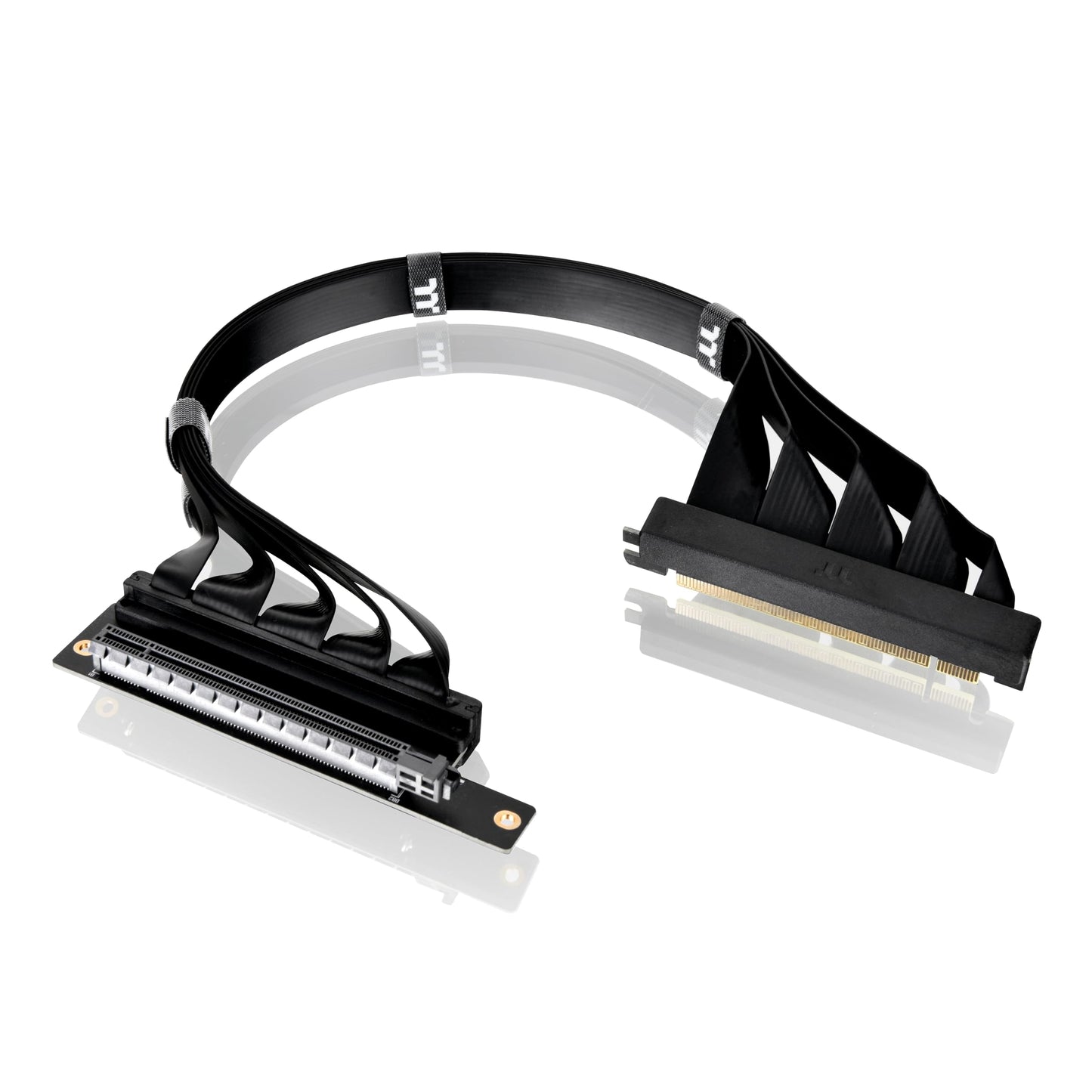 PCIe 4.0 Dual 90°Degree Connectors Riser Cable; 16Gbps High-Speed Transmission; 400mm; EMI Shielding; AC-077-CO1OTN-C1; 3 Year Warranty