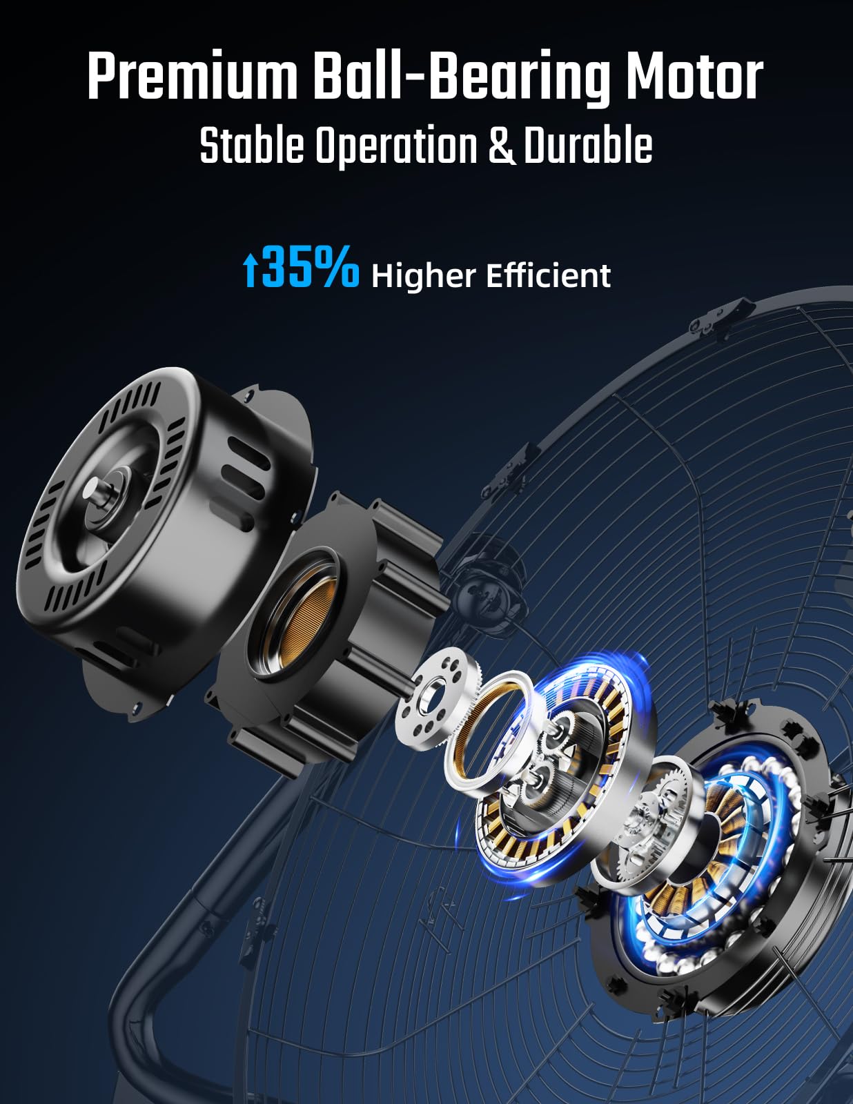 Simple Deluxe 20-Inch 3-Speed High Velocity Industrial Floor Fan, Heavy Duty Metal Design for Warehouse, Workshop, Factory, and Basement - Black