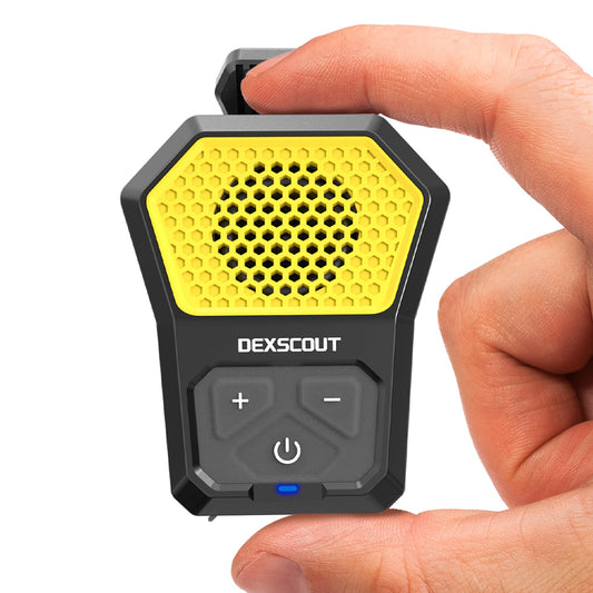 DexScout Wearable Bluetooth Speaker, Portable Wireless Clip-on Mini Water-Resistant Speaker, 12H Playtime, Built-in Mics for Hands-Free, Small