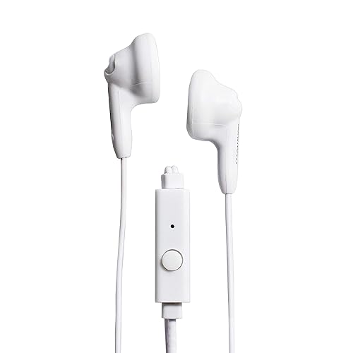 Magnavox White MHP4820M-WH 3.5mm Connector Silicone Stereo Earbuds with Microphone