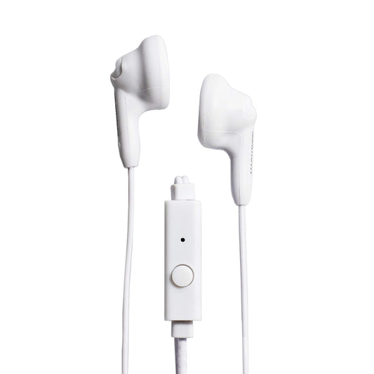 Magnavox White MHP4820M-WH 3.5mm Connector Silicone Stereo Earbuds with Microphone