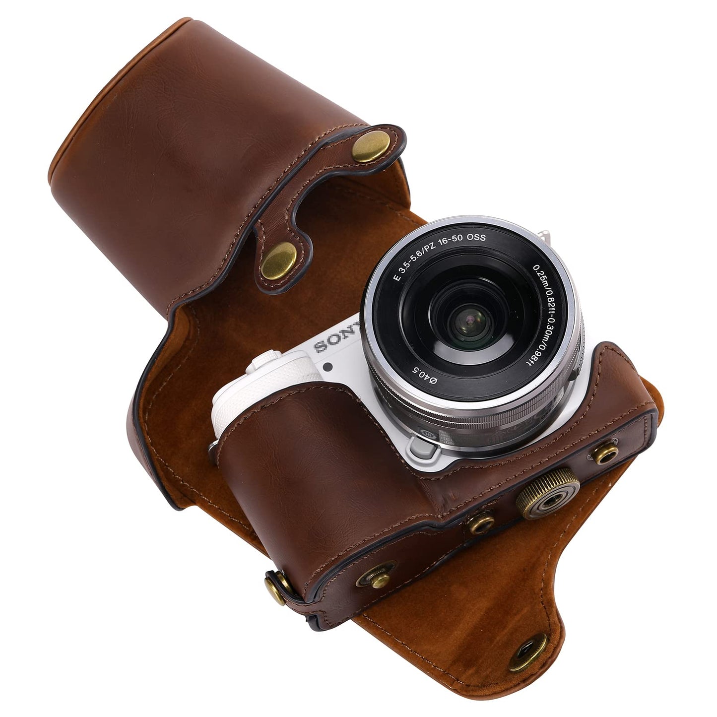 Hargedis XEVN for Sony ZV-E10 case,for Sony ZV-E10 case,Premium PU Full Body Leather Camera Case Bag for Sony Alpha ZV-E10 Fit 16-50mm Lens