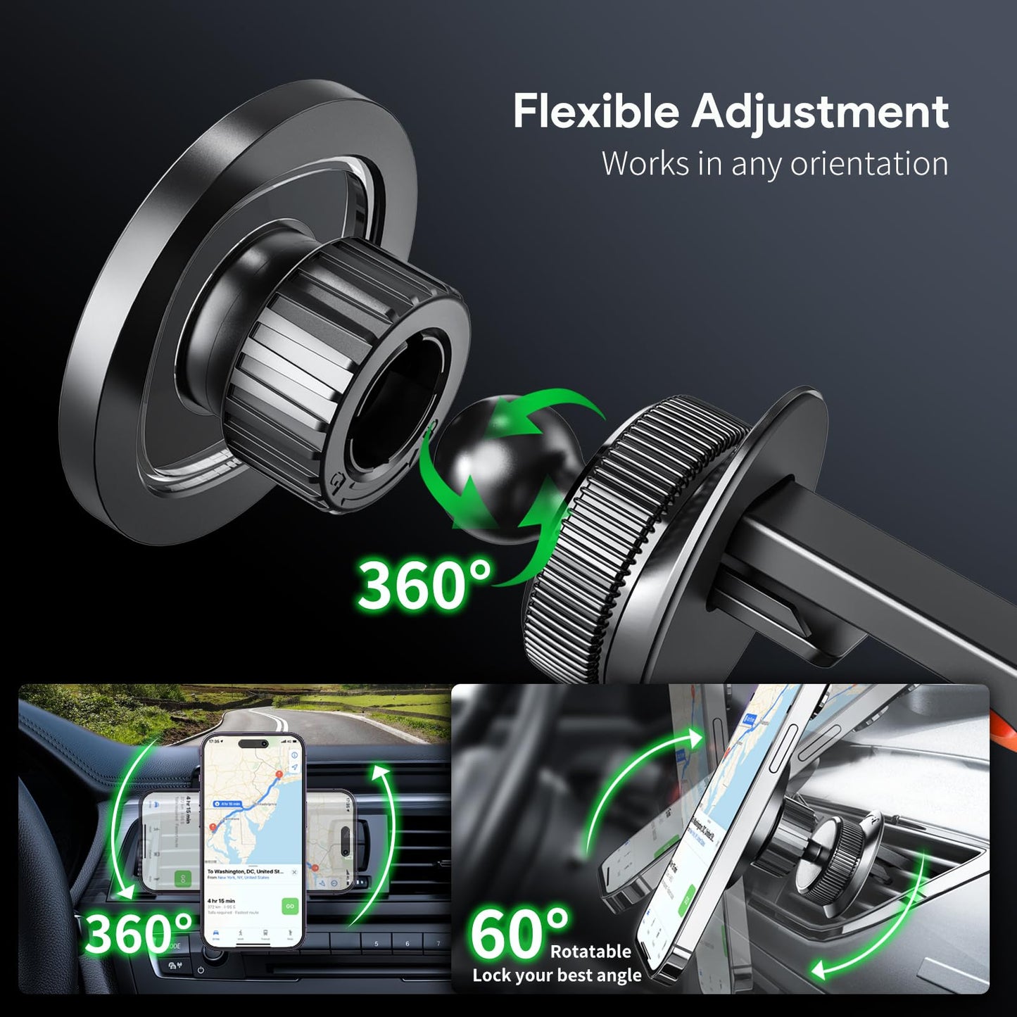 Esoulk] Magnetic Car Mount for iPhone & Samsung Galaxy, MagSafe-Compatible Phone Holder for Car Vent with Strong Magnetic Hold, Compact Air Vent Mount